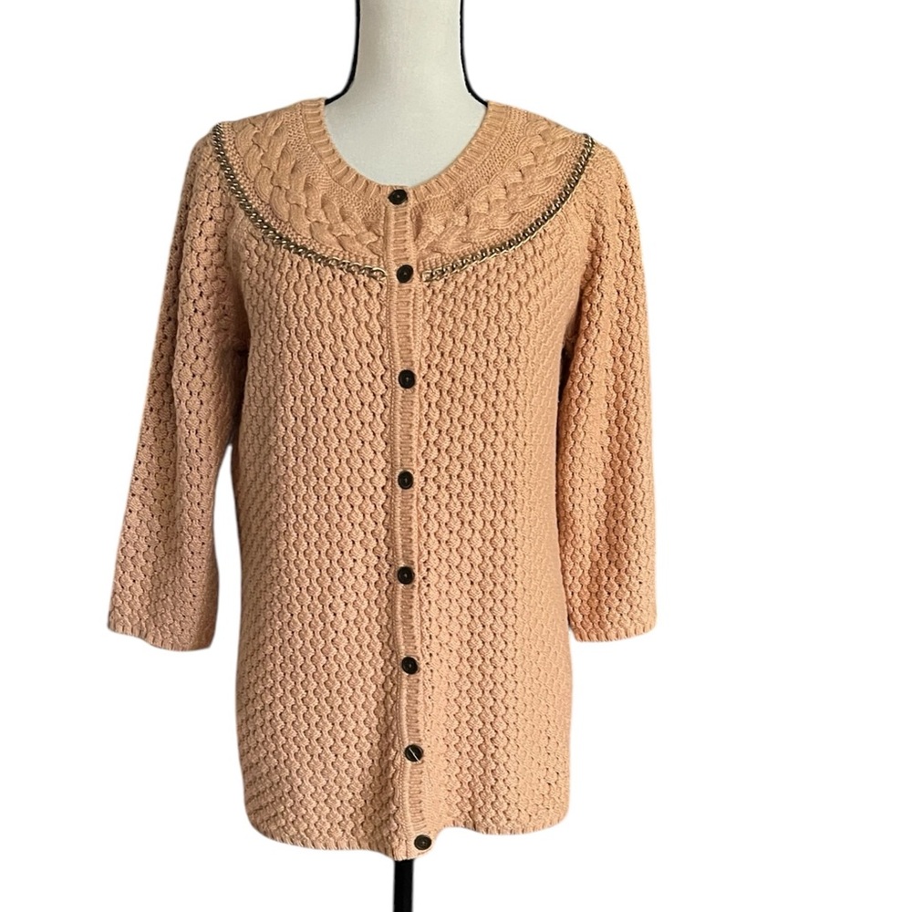 Liz Claiborne Knit Chain accent Sweater Cardigan. Size a generous S.
